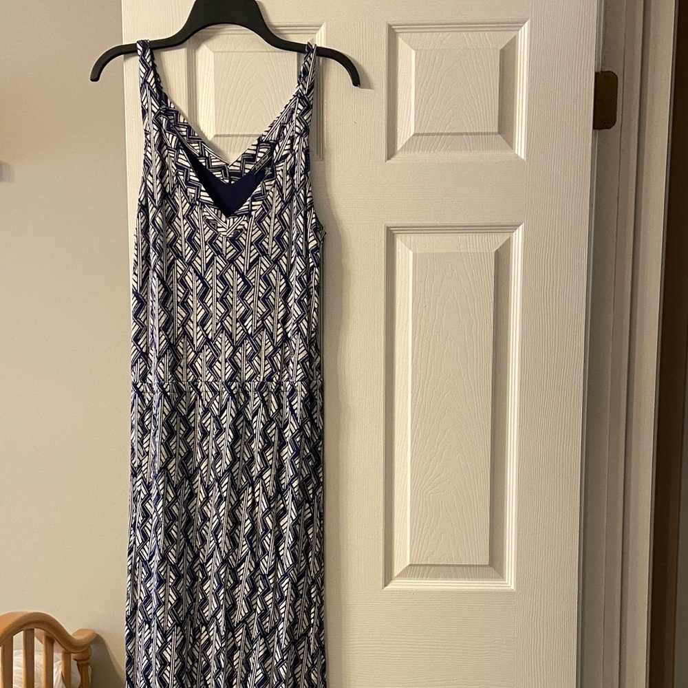 Lucky Brand Navy and White Maxi Dress